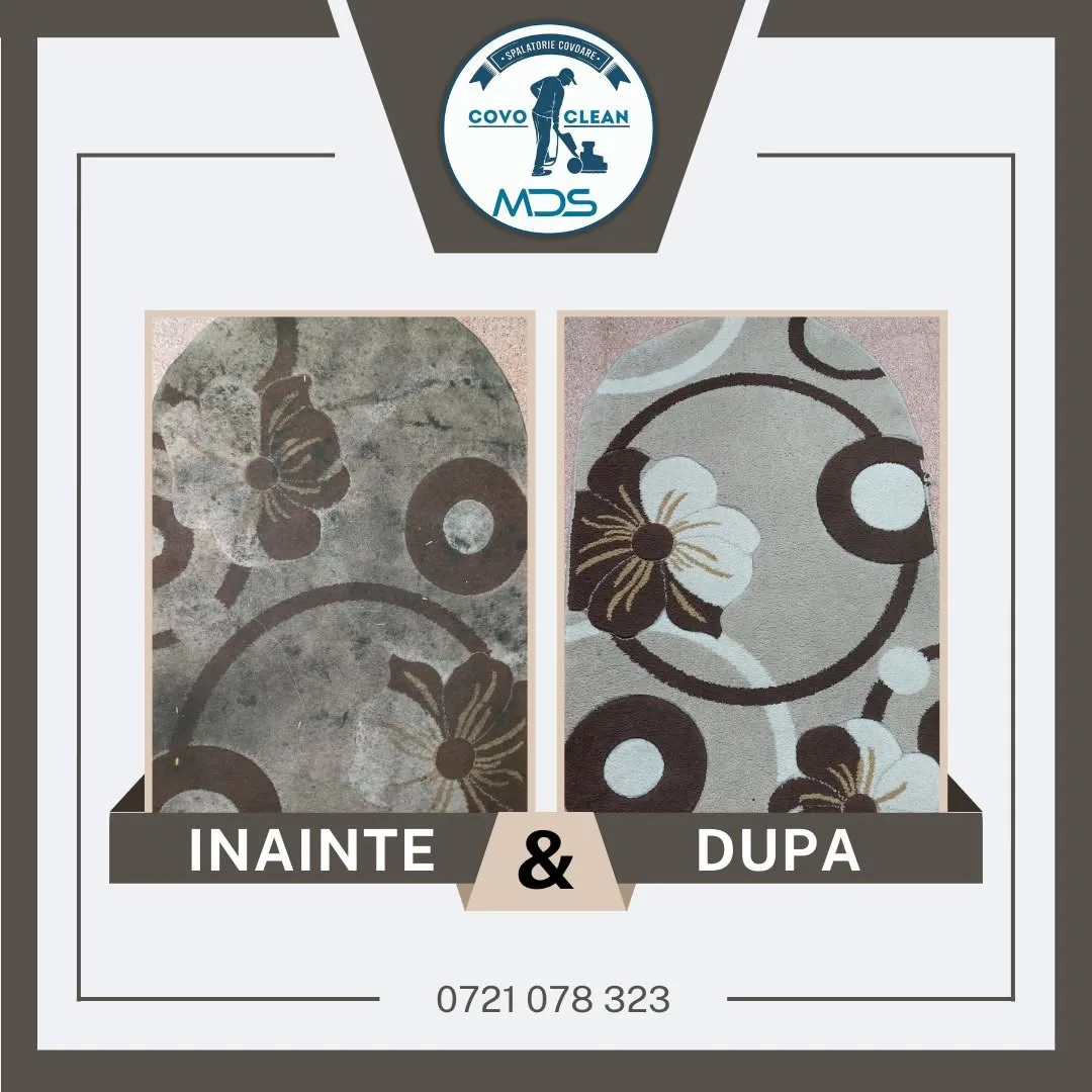 Comparație înainte și după spălare covor